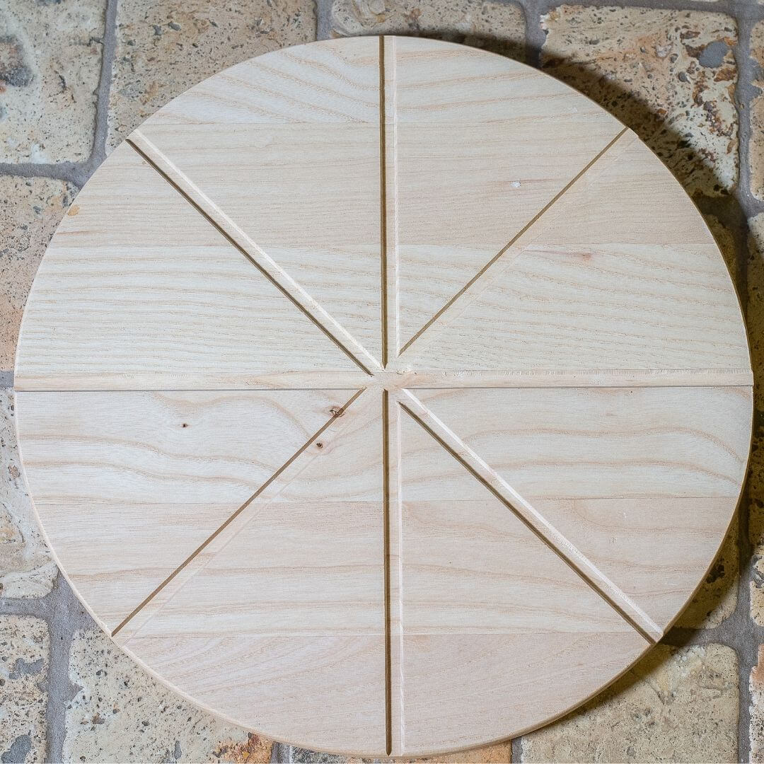 Tagliere in legno tondo rotondo con falda bordo e manici per pizza e  antipasto